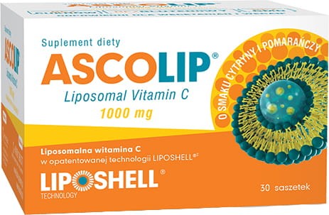Liposomalna witamina C 1000mg Liposomal Vitamin C o smaku cytryny i pomarańczy 30 saszetek po 5g AscoLip