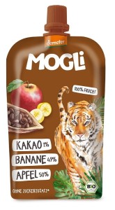 FRUITKAAS APPEL - BANAAN - CACAO ZONDER TOEGEVOEGDE SUIKERS DEMETER BIO 120 g - MOGELIJK