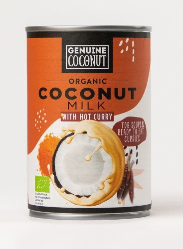 KOKOSMELK CURRY - KOKOSNOOT DRANK MET CURRY (17% VET) BIO GLUTENVRIJ 400 ml (BLIK) - ECHTE KOKOSNOOT