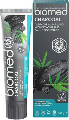 PASTA DO ZĘBÓW CHARCOAL BEZ FLUORU 100 g - BIOMED
