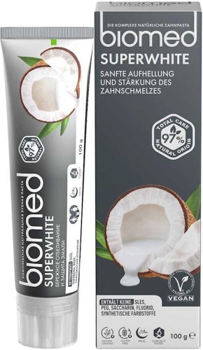 PASTA DO ZĘBÓW SUPERWHITE BEZ FLUORU 100 g - BIOMED