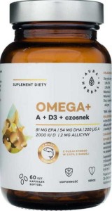 Omega + vitamine A + vitamine D3 + knoflook 60 capsules AURA HERBALS softgel