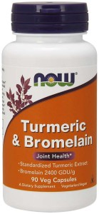 Turmeric & Bromelain  Kurkuma 300 mg  Bromelaina 150 mg 90 kapsułek Now Foods