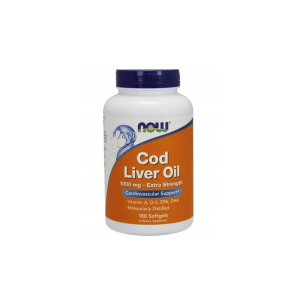 Cod Liver Oil Extra Strength  Tran 1000 mg 180 kapsułek NOW FOODS