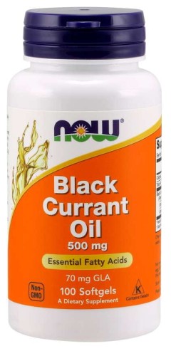 Black Currant Oil  Olej z Czarnej Porzeczki 500 mg 100 kapsułek NOW FOODS