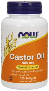Castor Oil  Olej Rycynowy 650 mg 120 kapsułek NOW FOODS