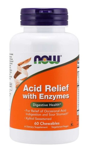 Acid Relief with Enzymes 60 tabletek NOW FOODS