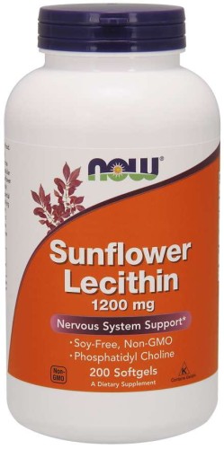 NOW FOODS Sunflower Lecithin 1200mg, 200kaps. - lecytyna słonecznikowa
