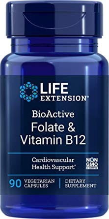 BioActive Foliany i Witamina B12 90 kapsułek Life Extension