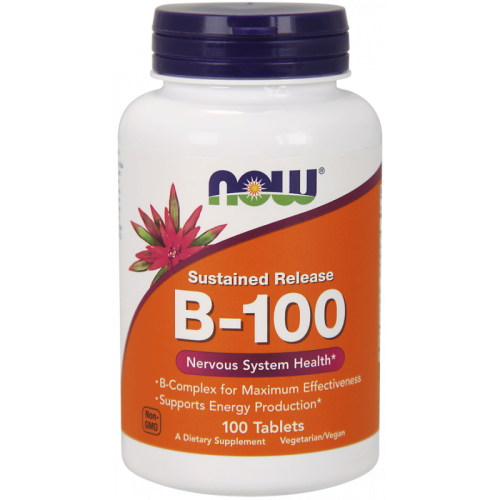 Witamina B100  Kompleks Witamin B o przedłużonym uwalnianiu 100 tabletek NOW FOODS
