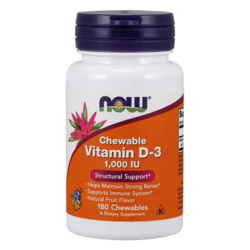 Witamina D3 1000 IU do żucia 180 tabletek NOW FOODS