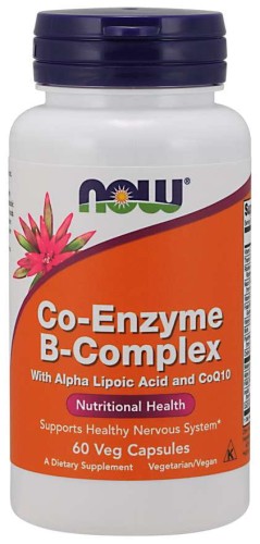 CoEnzyme BComplex Kompleks Witamin z grupy B i Kwas alfa liponowy i Koenzym Q10 60 kapsułek NOW FOODS