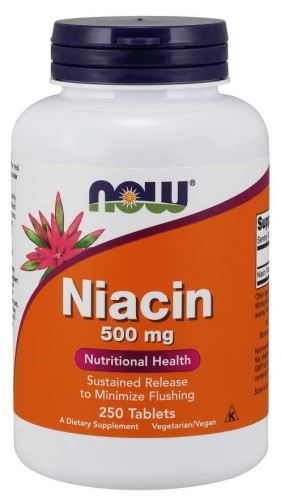 Witamina B3  Niacyna Niacin 500 mg 250 tabletek NOW FOODS