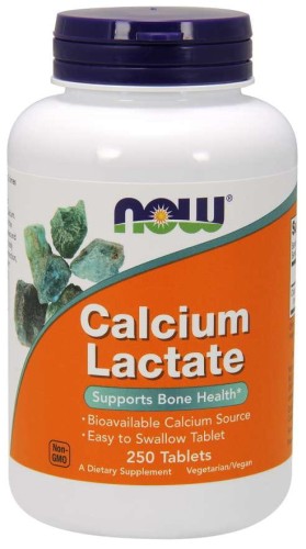 Calcium Lactate  Mleczan Wapnia 250 tabletek NOW FOODS