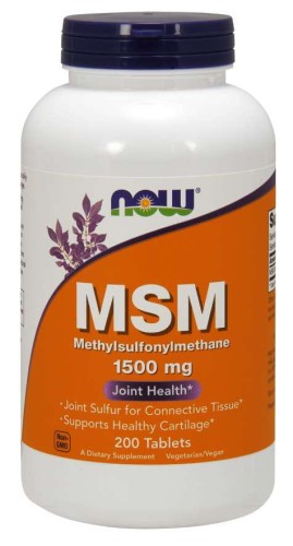 MSM Metylosulfonylometan 1500 mg 200 tabletek NOW FOODS