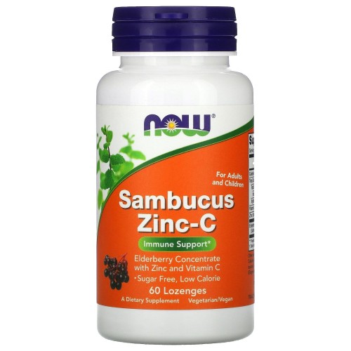 Sambucus ZincC  Cynk do ssania 60 tabletek NOW FOODS