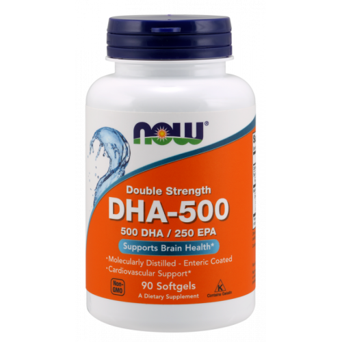 DHA 500 DHA 250 EPA Kwas dokozaheksaenowy 500 mg 90 kapsułek NOW FOODS