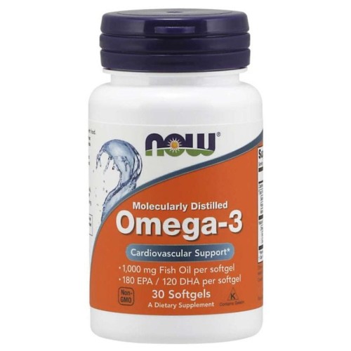 Omega 3 DHA 120 mg i EPA 180 mg 30 kapsułek NOW FOODS