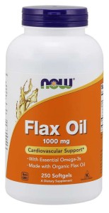 Flax Oil 1000 mg  Olej lniany 250 kapsułek NOW FOODS