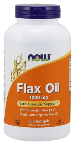 Flax Oil 1000 mg  Olej lniany 250 kapsułek NOW FOODS