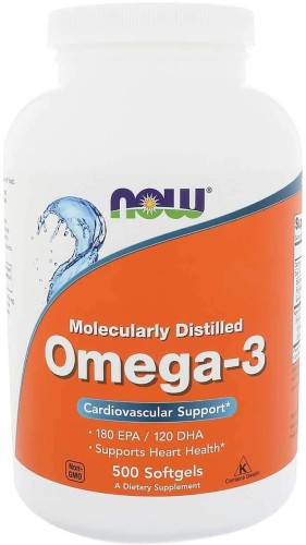 Omega3 Molecularly Distilled 500 kapsułek NOW FOODS