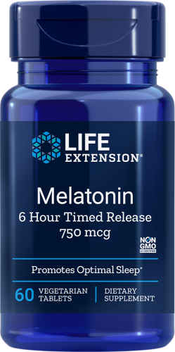 Melatonin 750 mcg 6 Hour Time Release 60 tabletek Life Extension