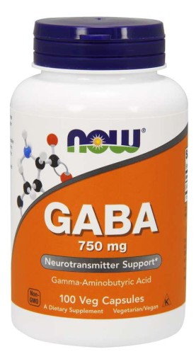 GABA Kwas Gamma Aminomasłowy 750 mg 100 kapsułek NOW FOODS