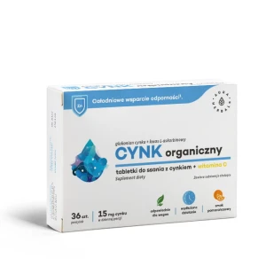 Zestaw 5i5 Cynk organiczny 15 mg i Witamina C 36 tabletek AURA HERBALS