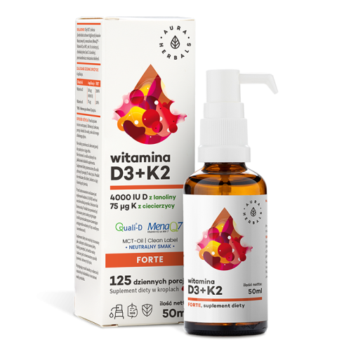 Vitamin D3 und K2MK7 in MCT-Öl 50 ml AURA HERBALS