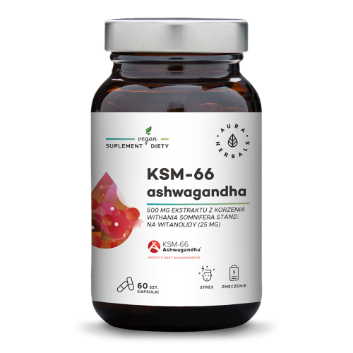 Ashwagandha KSM66 Korzeń 200 mg 60 kapsułek AURA HERBALS