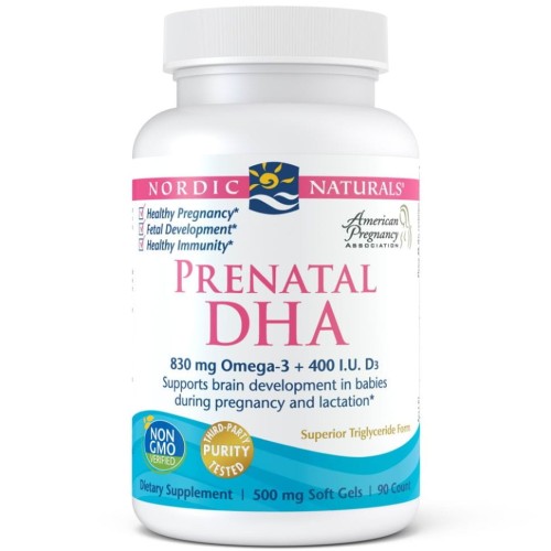 Prenatal DHA Omega 3 i Witamina D3 unflavored formula 90 kapsułek  Nordic Naturals