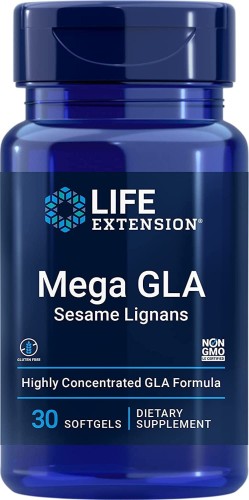 Mega GLA  Kwas gamma-linolenowy z Lignanami Sezamowymi 30 kapsułek Life Extension