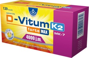 D-Vitum forte vitamine D en K voor volwassenen D3 4000 IE natuurlijk K2 MK-7 100 mcg 120 capsules Oleofarm