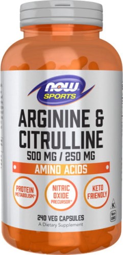 Arginin und Citrullin L - Arginin + L - Citrullin 240 Kapseln NOW FOODS SPORTS