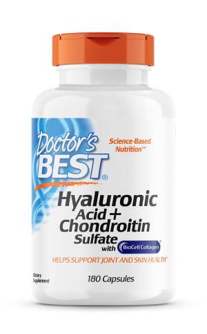 Hyaluronsäure + Chondroitinsulfat + hydrolysiertes Kollagen Typ II Hyaluronsäure + Chondroitinsulfat mit Biocell-Kollagen 180 Kapseln DOCTOR'S BEST