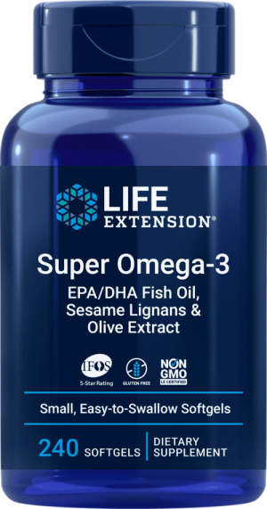 Super OMEGA - 3 EPA / DHA mit Sesam-Lignanen und Olivenextrakt 240 Kapseln LEBENSVERLÄNGERUNG