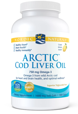 Nordic Naturals Arctic Cod Liver Oil 180 kapsułek miękkich o smaku cytrynowym