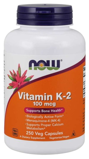 Witamina K2 MK4 100 mcg i Lucerna 250 kapsułek NOW FOODS