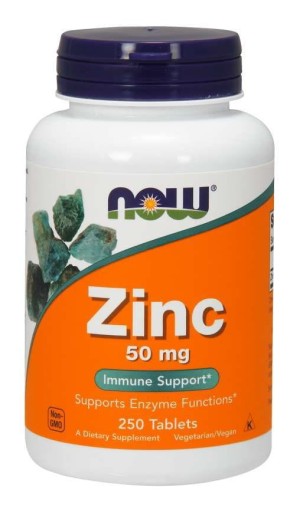 Cynk 50 mg  Glukonian Cynku 250 tabletek NOW FOODS