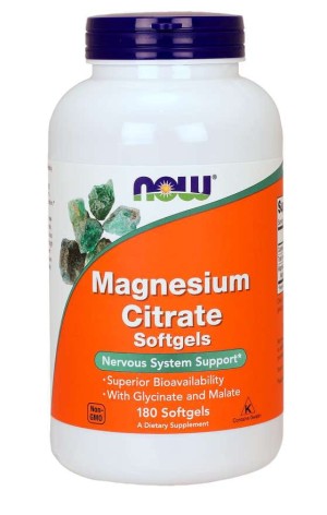 Magnesium Citrate  Cytrynian Magnezu 180 kapsułek NOW FOODS