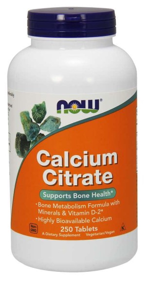Calcium Citrate  Cytrynian Wapnia 250 tabletek NOW FOODS
