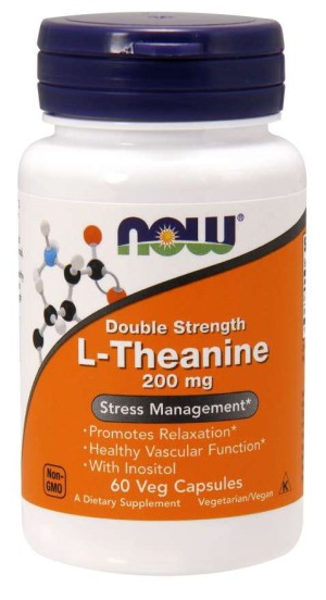 NOW FOODS L-Theanine + Inositol 200mg, 60kaps. - L-Teanina + Inozytol