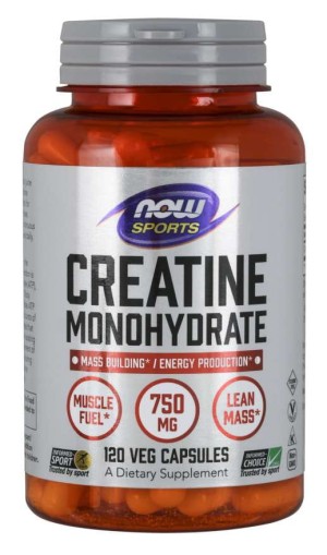 Creatine Monohydrate  Monohydrat Kreatyny 750 mg 120 kapsułek NOW FOODS