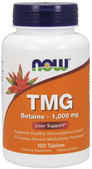 TMG Trimetyloglicyna Betaina Bezwodna 1000 mg 100 tabletek Now Foods
