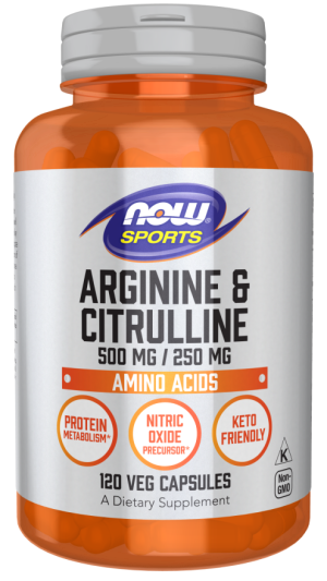 Arginina i Cytrulina L-Arginine + L-Citrulline  120 kapsułek NOW FOODS Sports