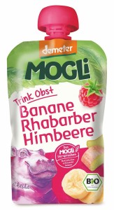 MOOTHIE - BANANA PURPLE WITH RHUBARB AND RASPBERRY 100% FRUIT WITHOUT ADDED SUGAR BIO 100 g - MOGLI