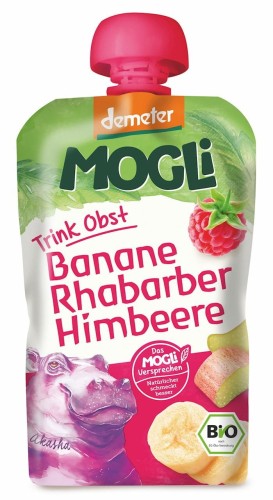MOOTHIE - BANANA PURPLE WITH RHUBARB AND RASPBERRY 100% FRUIT WITHOUT ADDED SUGAR BIO 100 g - MOGLI