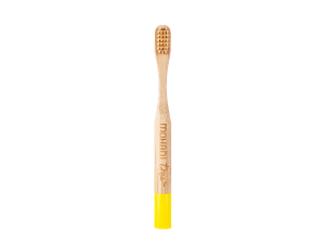 Brosse à dents en bambou pour enfants à poils souples jaunes - Mohani