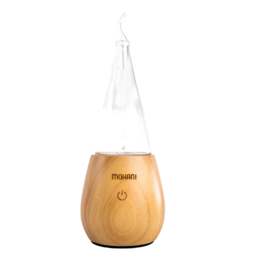 Zerstäuber-Diffusor für ätherische Öle - klarer Holzglaskegel MOHANI