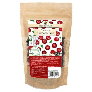 Żurawina suszona, słodzona sokiem jabłkowym  Pięć Przemian, 250g